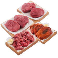Malse runder- of kogelbiefstuk, biefstukpuntjes of rundersteaks